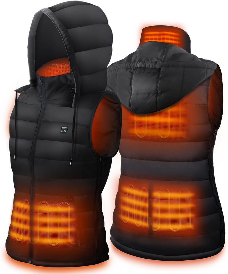 Dr. Prepare Heated Vest, Unisex Winter Hooded Heated Vests Outerwear for Men Women, Lightweight USB Electric Heated Clothing Vest with 3 Heating Levels, Adjustable Size (Battery Pack Not Included) - Image 1